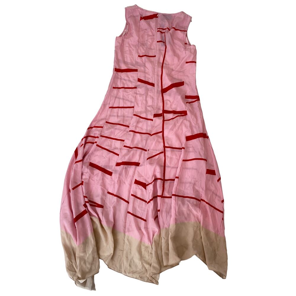 AKRIS Broken Stripe Sleeveless Midi A-Line Silk Dress US 8 - Picture 10 of 12
